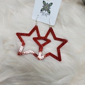 Red Star shaped earrings